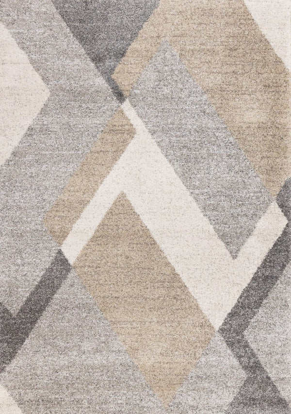 HomeRoots 5' Modern Geometric Area Rug in Gray, Cream & Tan - Soft, Durable, Stain-Resistant for Any Space 8' X 11' 661277