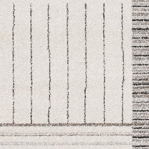 HomeRoots 5' Ivory and Black Striped Area Rug - Durable, Soft, and Stylish Accent for Modern Homes and Spaces 5' X 8' 661278