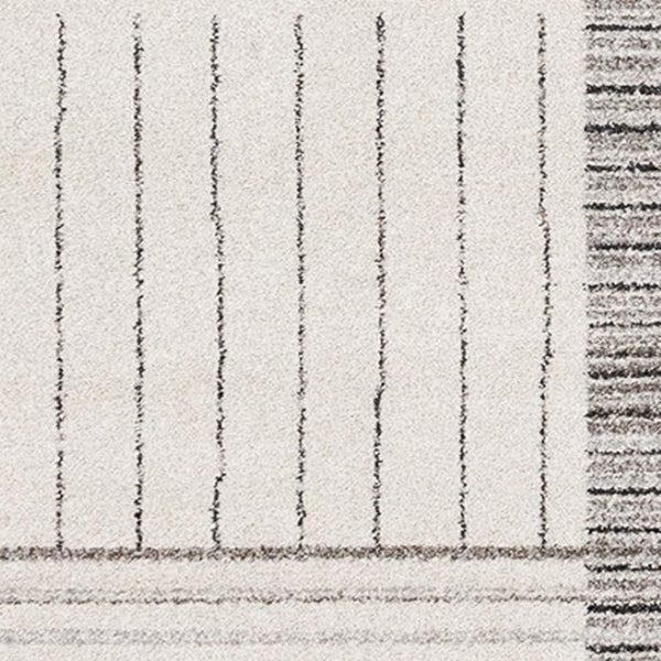 HomeRoots 5' Ivory and Black Striped Area Rug - Durable, Soft, and Stylish Accent for Modern Homes and Spaces 5' X 8' 661278