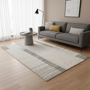 HomeRoots 5' Ivory and Black Striped Area Rug - Durable, Soft, and Stylish Accent for Modern Homes and Spaces 5' X 8' 661278