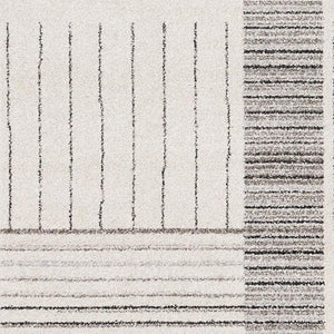 HomeRoots 5' Ivory and Black Striped Area Rug - Durable, Soft, and Stylish Accent for Modern Homes and Spaces 8' X 11' 661279