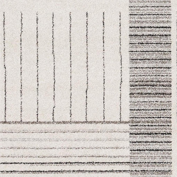 HomeRoots 5' Ivory and Black Striped Area Rug - Durable, Soft, and Stylish Accent for Modern Homes and Spaces 8' X 11' 661279