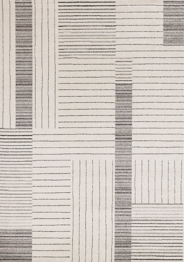 HomeRoots 5' Ivory and Black Striped Area Rug - Durable, Soft, and Stylish Accent for Modern Homes and Spaces 8' X 11' 661279