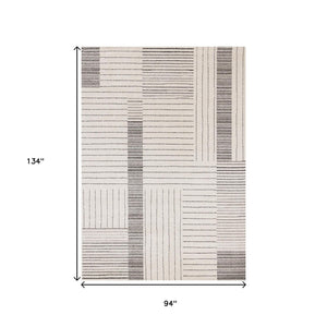 HomeRoots 5' Ivory and Black Striped Area Rug - Durable, Soft, and Stylish Accent for Modern Homes and Spaces 8' X 11' 661279