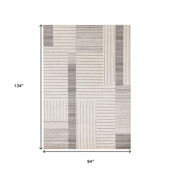 HomeRoots 5' Ivory and Black Striped Area Rug - Durable, Soft, and Stylish Accent for Modern Homes and Spaces 8' X 11' 661279