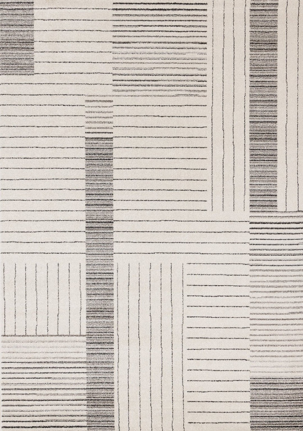 HomeRoots 5' Ivory and Black Striped Area Rug - Durable, Soft, and Stylish Accent for Modern Homes and Spaces 8' X 11' 661279