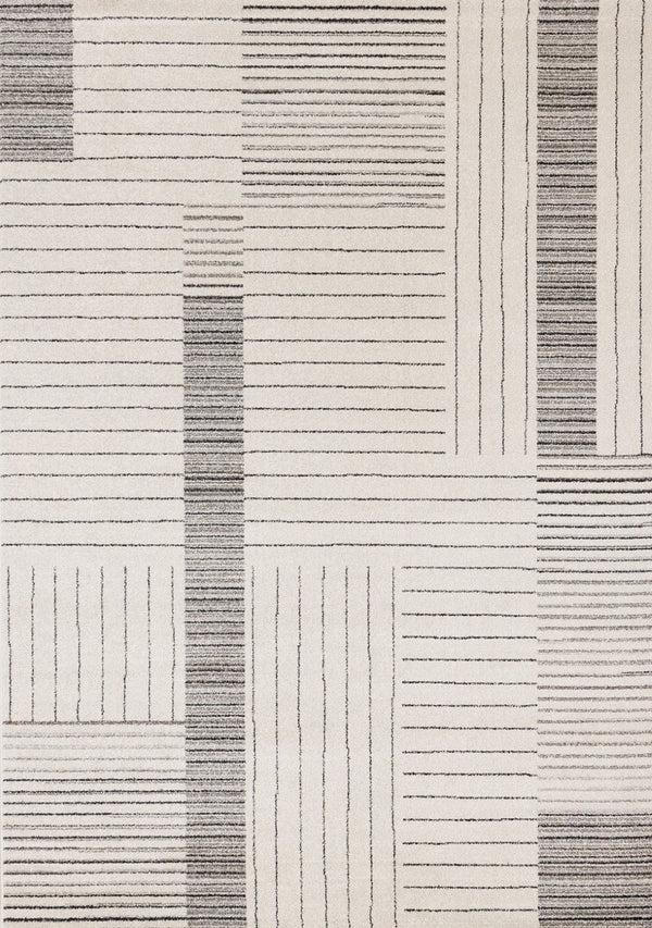 HomeRoots 5' Ivory and Black Striped Area Rug - Durable, Soft, and Stylish Accent for Modern Homes and Spaces 8' X 11' 661279