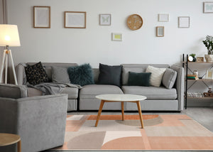 HomeRoots 5' Modern Pink and Gray Geometric Area Rug - Stylish, Durable, Stain-Resistant for High-Traffic Spaces 5' X 8' 661280