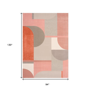 HomeRoots 5' Modern Pink and Gray Geometric Area Rug - Stylish, Durable, Stain-Resistant for High-Traffic Spaces 8' X 11' 661281