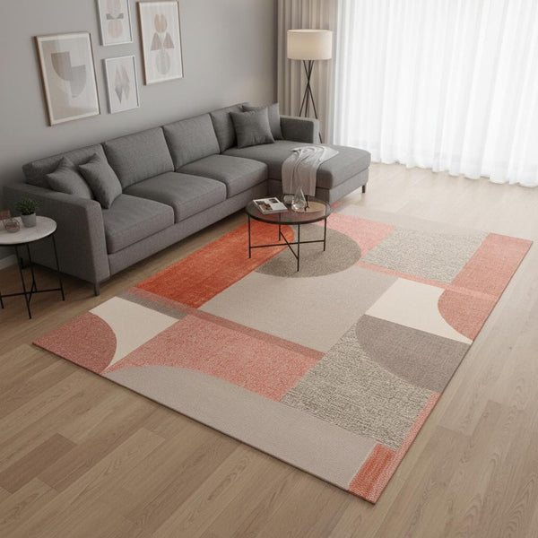 HomeRoots 5' Modern Pink and Gray Geometric Area Rug - Stylish, Durable, Stain-Resistant for High-Traffic Spaces 8' X 11' 661281
