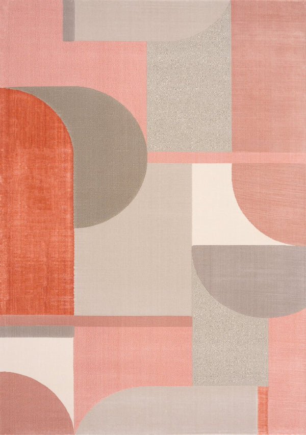 HomeRoots 5' Modern Pink and Gray Geometric Area Rug - Stylish, Durable, Stain-Resistant for High-Traffic Spaces 8' X 11' 661281