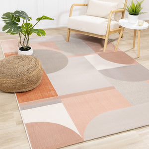 HomeRoots 5' Modern Pink and Gray Geometric Area Rug - Stylish, Durable, Stain-Resistant for High-Traffic Spaces 8' X 11' 661281