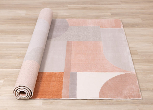 HomeRoots 5' Modern Pink and Gray Geometric Area Rug - Stylish, Durable, Stain-Resistant for High-Traffic Spaces 8' X 11' 661281