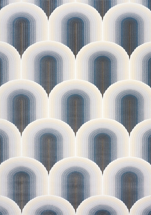 HomeRoots 5' Modern Cream and Blue Geometric Area Rug - Durable, Stylish, and Stain-Resistant Floor Covering 5' X 8' 661282