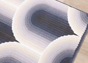 HomeRoots 5' Modern Cream and Blue Geometric Area Rug - Durable, Stylish, and Stain-Resistant Floor Covering 5' X 8' 661282