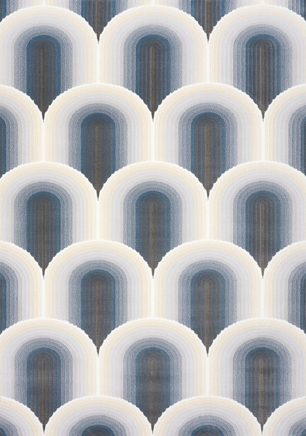 HomeRoots 5' Modern Cream and Blue Geometric Area Rug - Durable, Stylish, and Stain-Resistant Floor Covering 8' X 11' 661283