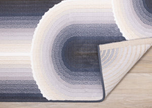 HomeRoots 5' Modern Cream and Blue Geometric Area Rug - Durable, Stylish, and Stain-Resistant Floor Covering 8' X 11' 661283