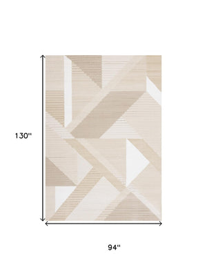 HomeRoots 5' Beige and Cream Geometric Area Rug - Modern Style, Durable, Stain-Resistant, Easy Care for Any Space 8' X 11' 661286