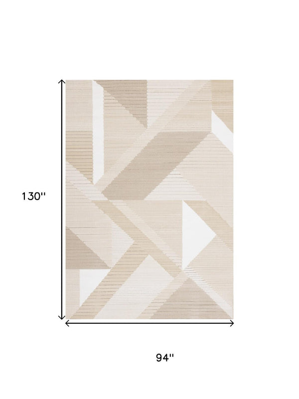 HomeRoots 5' Beige and Cream Geometric Area Rug - Modern Style, Durable, Stain-Resistant, Easy Care for Any Space 8' X 11' 661286