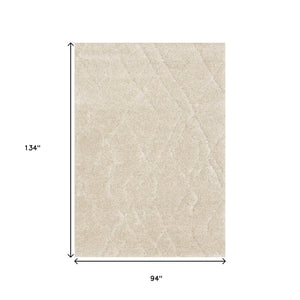HomeRoots 5' Cream and Beige Geometric Area Rug - Modern Comfort, Durable, Stain-Resistant for Family Spaces 8' X 11' 661288