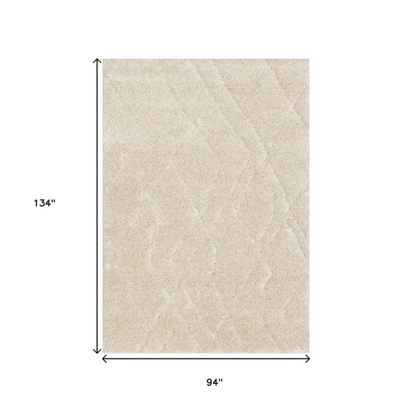 HomeRoots 5' Cream and Beige Geometric Area Rug - Modern Comfort, Durable, Stain-Resistant for Family Spaces 8' X 11' 661288