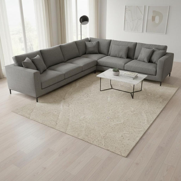HomeRoots 5' Cream and Beige Geometric Area Rug - Modern Comfort, Durable, Stain-Resistant for Family Spaces 8' X 11' 661288