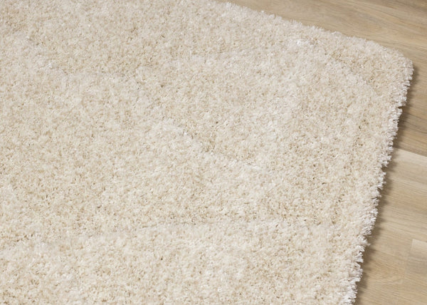 HomeRoots 5' Cream and Beige Geometric Area Rug - Modern Comfort, Durable, Stain-Resistant for Family Spaces 8' X 11' 661288