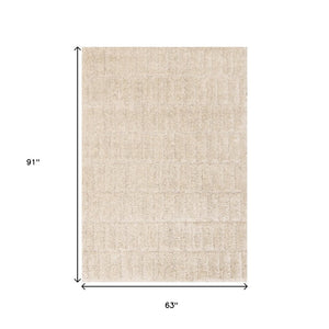 HomeRoots 5' Cream and Beige Geometric Area Rug - Modern Style, Soft Comfort, Durable Design for Any Home 5' X 8' 661289