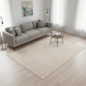 HomeRoots 5' Cream and Beige Geometric Area Rug - Modern Style, Soft Comfort, Durable Design for Any Home 5' X 8' 661289