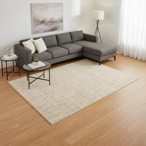 HomeRoots 5' Cream and Beige Geometric Area Rug - Modern Style, Soft Comfort, Durable Design for Any Home 8' X 11' 661290