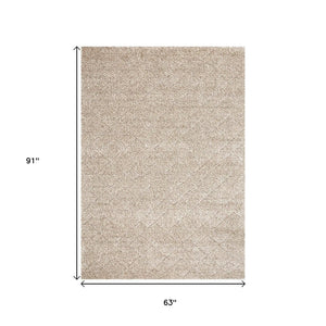 HomeRoots 5' Beige and Natural Geometric Area Rug – Plush, Stylish, and Durable for Modern Living Spaces 5' X 8' 661291