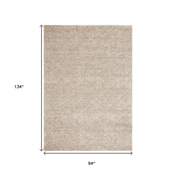 HomeRoots 5' Beige and Natural Geometric Area Rug – Plush, Stylish, and Durable for Modern Living Spaces 8' X 11' 661292