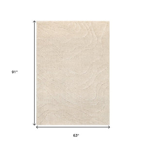 HomeRoots 5' Modern Cream and Beige Abstract Area Rug - Plush, Stain-Resistant Design for Any Room Style 5' X 8' 661293