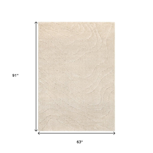 HomeRoots 5' Modern Cream and Beige Abstract Area Rug - Plush, Stain-Resistant Design for Any Room Style 5' X 8' 661293
