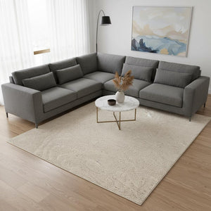 HomeRoots 5' Modern Cream and Beige Abstract Area Rug - Plush, Stain-Resistant Design for Any Room Style 8' X 11' 661294