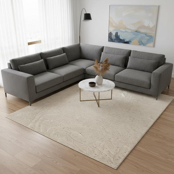 HomeRoots 5' Modern Cream and Beige Abstract Area Rug - Plush, Stain-Resistant Design for Any Room Style 8' X 11' 661294
