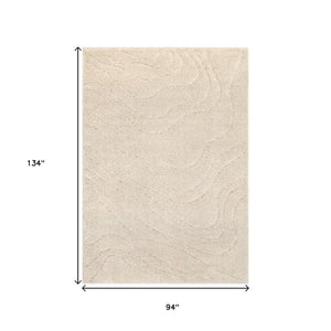HomeRoots 5' Modern Cream and Beige Abstract Area Rug - Plush, Stain-Resistant Design for Any Room Style 8' X 11' 661294