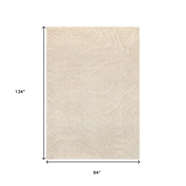 HomeRoots 5' Modern Cream and Beige Abstract Area Rug - Plush, Stain-Resistant Design for Any Room Style 8' X 11' 661294