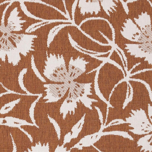 HomeRoots 5' Orange and White Botanical Leaves Area Rug - Stylish, Durable, Stain-Resistant for Modern Homes 5' X 8' 661295