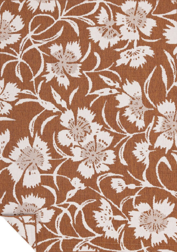 HomeRoots 5' Orange and White Botanical Leaves Area Rug - Stylish, Durable, Stain-Resistant for Modern Homes 5' X 8' 661295
