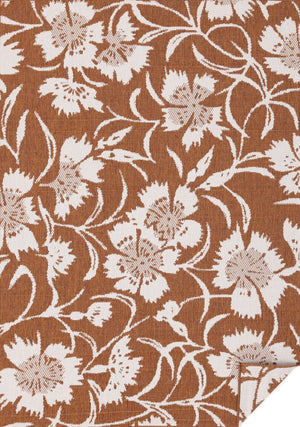 HomeRoots 5' Orange and White Botanical Leaves Area Rug - Stylish, Durable, Stain-Resistant for Modern Homes 5' X 8' 661295