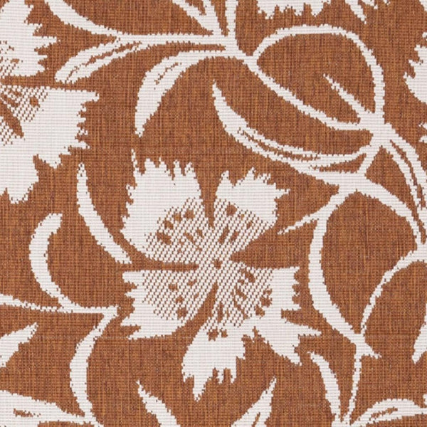 HomeRoots 5' Orange and White Botanical Leaves Area Rug - Stylish, Durable, Stain-Resistant for Modern Homes 8' X 11' 661297
