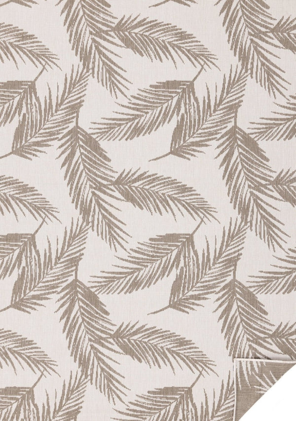 HomeRoots 5' Taupe and Cream Botanical Leaves Area Rug – Timeless Charm for Modern and Traditional Decor 5' X 8' 661298