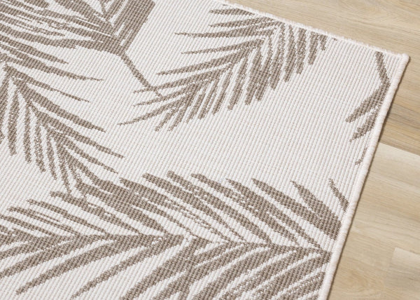 HomeRoots 5' Taupe and Cream Botanical Leaves Area Rug – Timeless Charm for Modern and Traditional Decor 5' X 8' 661298