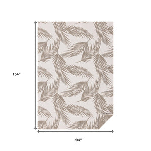 HomeRoots 5' Taupe and Cream Botanical Leaves Area Rug – Timeless Charm for Modern and Traditional Decor 8' X 11' 661299