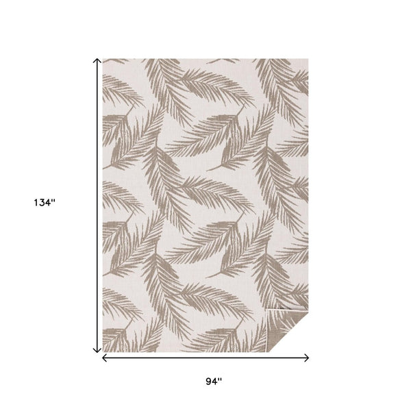 HomeRoots 5' Taupe and Cream Botanical Leaves Area Rug – Timeless Charm for Modern and Traditional Decor 8' X 11' 661299