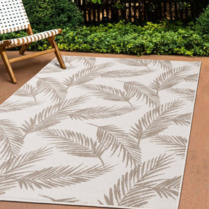 HomeRoots 5' Taupe and Cream Botanical Leaves Area Rug – Timeless Charm for Modern and Traditional Decor 8' X 11' 661299