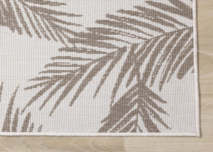 HomeRoots 5' Taupe and Cream Botanical Leaves Area Rug – Timeless Charm for Modern and Traditional Decor 8' X 11' 661299