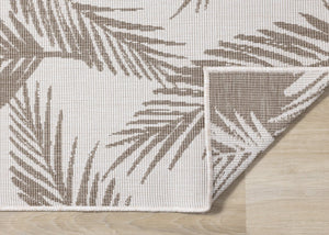 HomeRoots 5' Taupe and Cream Botanical Leaves Area Rug – Timeless Charm for Modern and Traditional Decor 8' X 11' 661299