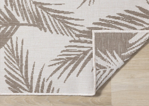HomeRoots 5' Taupe and Cream Botanical Leaves Area Rug – Timeless Charm for Modern and Traditional Decor 8' X 11' 661299